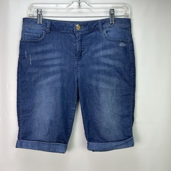 Juicy Couture Blue Stretch Denim Bermuda Shorts Size 6 - Picture 1 of 8